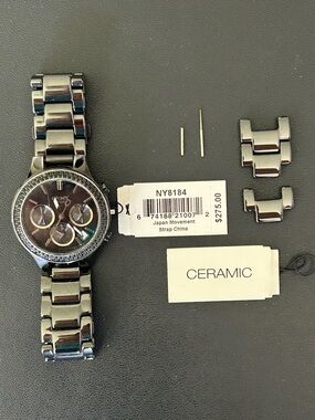DKNY Ceramic Chronograph Watch-Black (not currently working. See below)